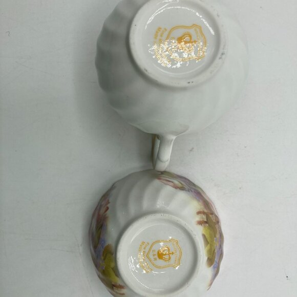 Vintage Golden Crown E & R Fine Bone China Creamer and Sugar Dish England - Picture 4 of 5